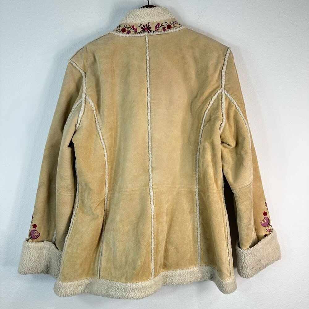 Vintage Y2K St John’s Bay Floral Embroidered Suede Jacket Large Sherpa Pennylane - Picture 2 of 10